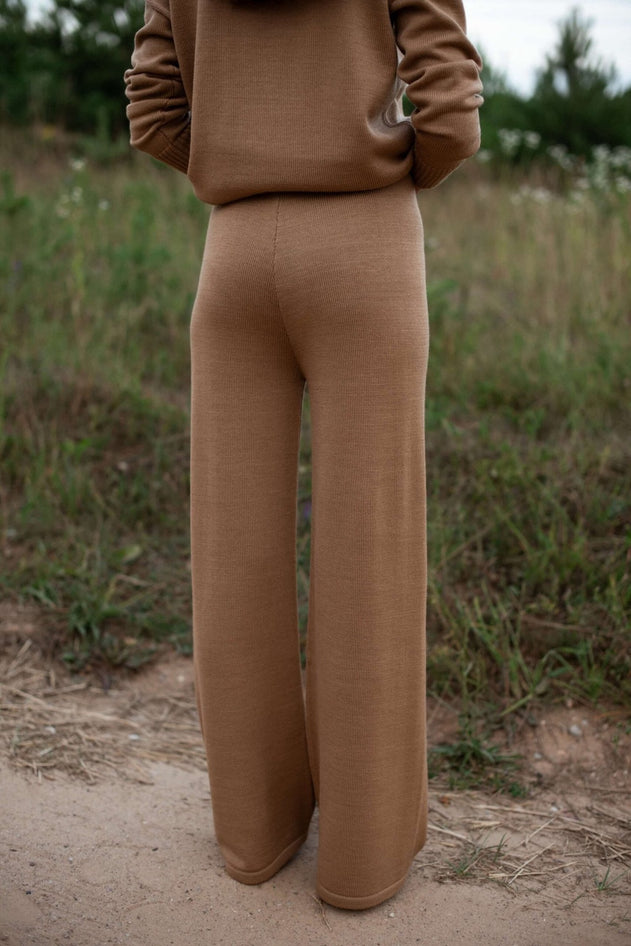 Merino Wool Wide-Leg Knitted Pants