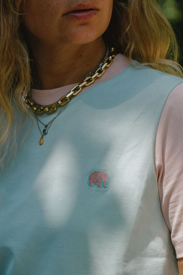 Women's Color Block T-Shirt Mint Green