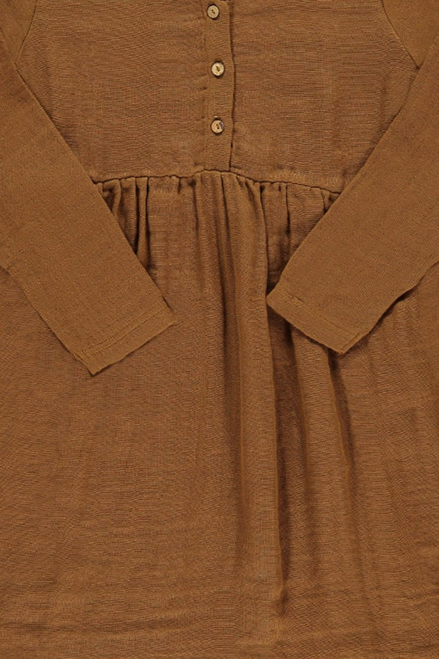 Kids' Basic Muslin Dress Brown