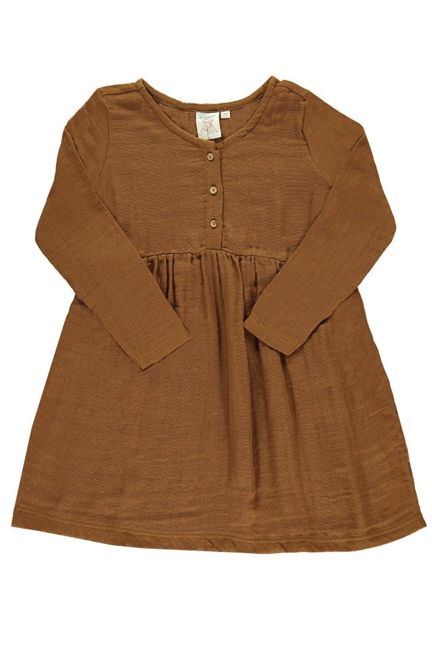 Kids' Basic Muslin Dress Brown