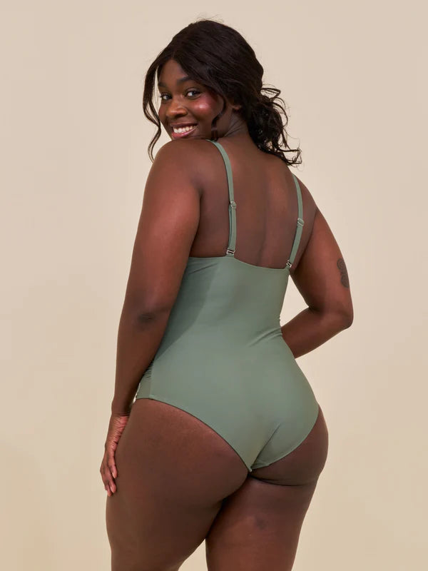 Medewi Draped Swimsuit Army
