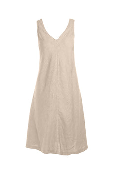 V-Neck Flared Linen Dress