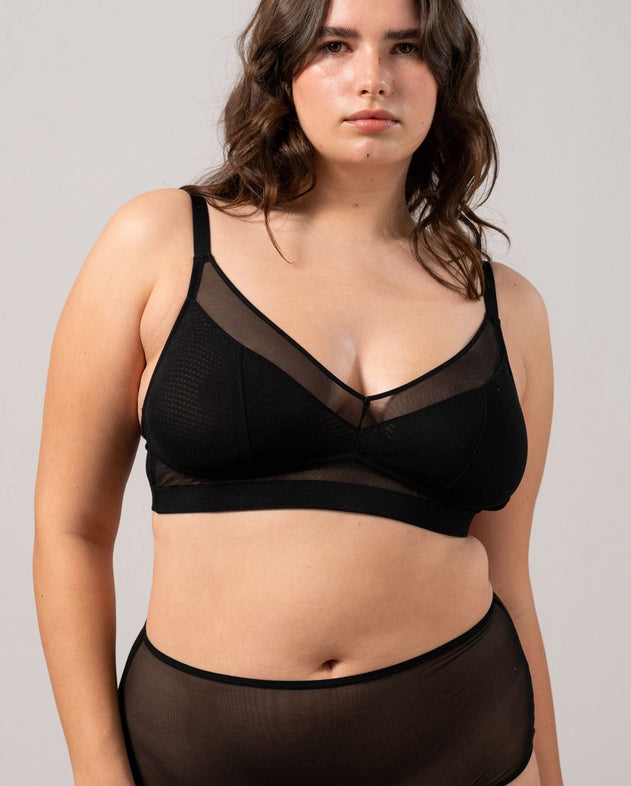 Mesh Support Bra Black