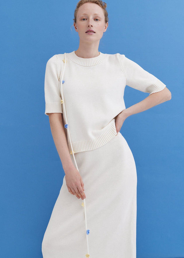 Knitted Cotton Top and Skirt Set