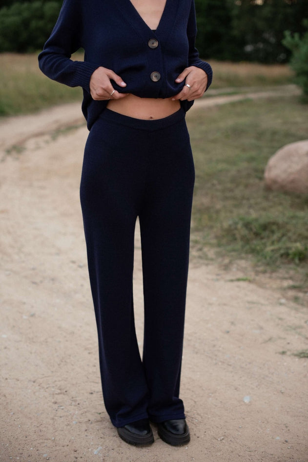 Merino Wool Wide-Leg Knitted Pants