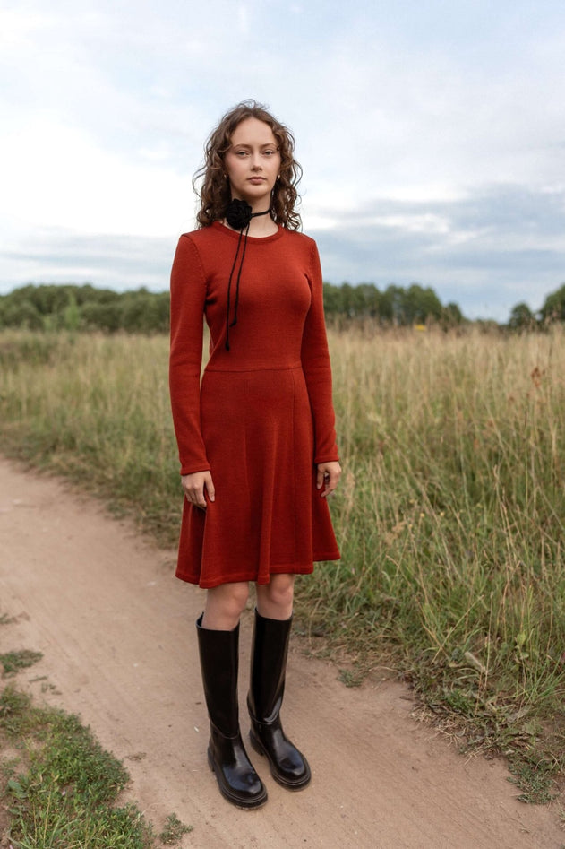 Mini Knitted Merino Wool A-Line Dress