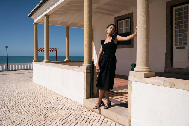 Ariela Linen Dress Black
