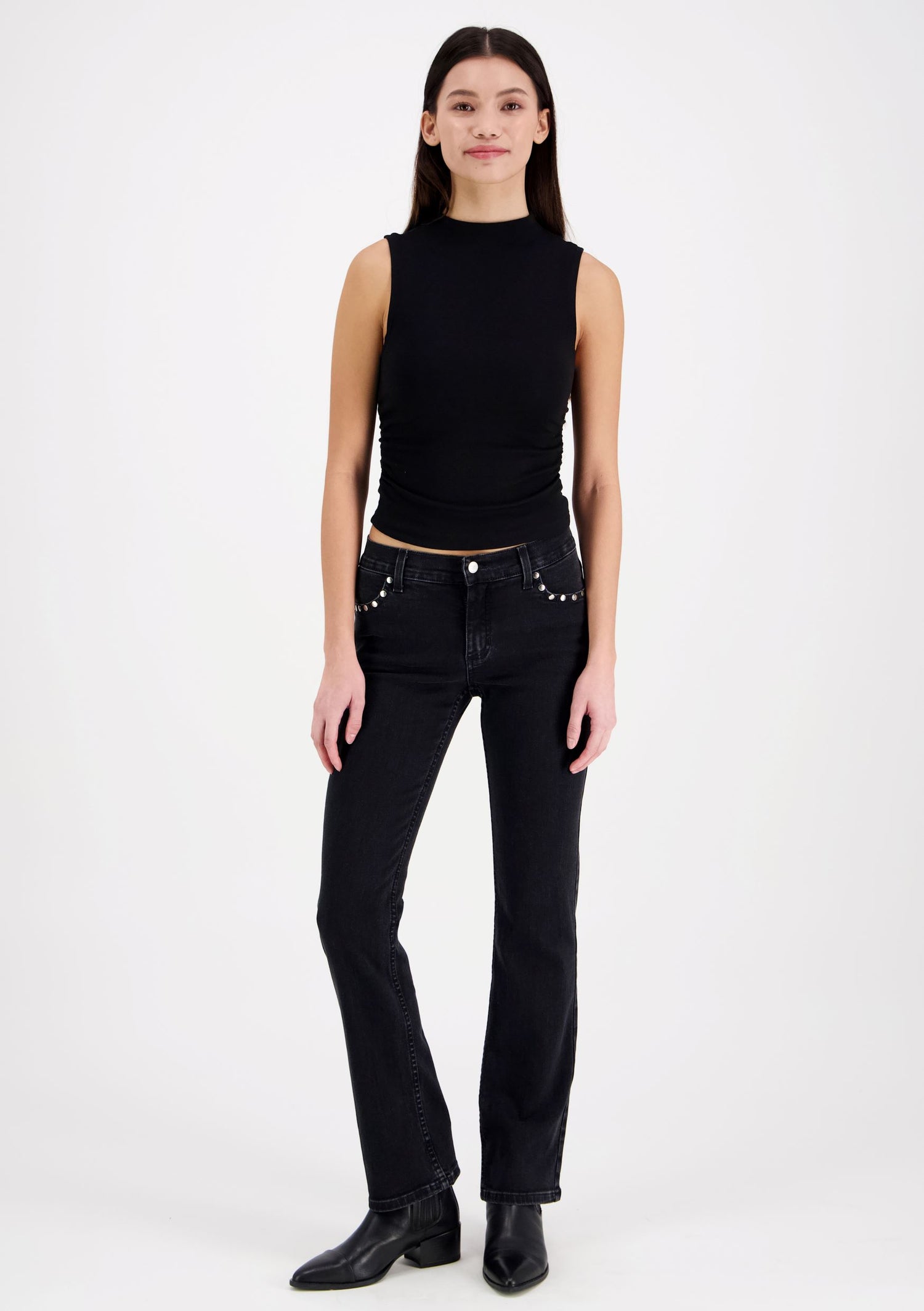 Emily Straight fit High Waist Jeans Dark Grey