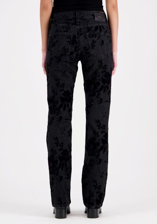 Emily Straight Fit Velvet Print Black