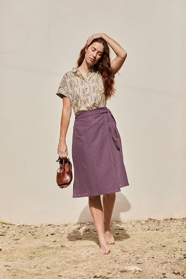 Fely Wrap Midi Skirt Purple