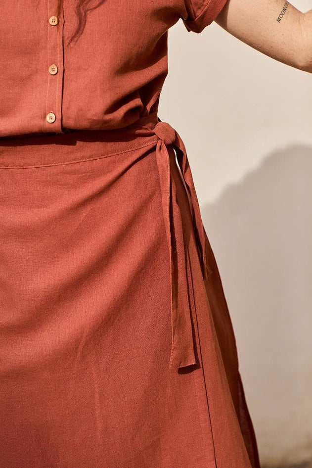 Fely Wrap Midi Skirt Rooibos Red