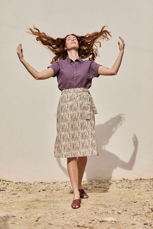 Fely Wrap Midi Skirt Forest Beige