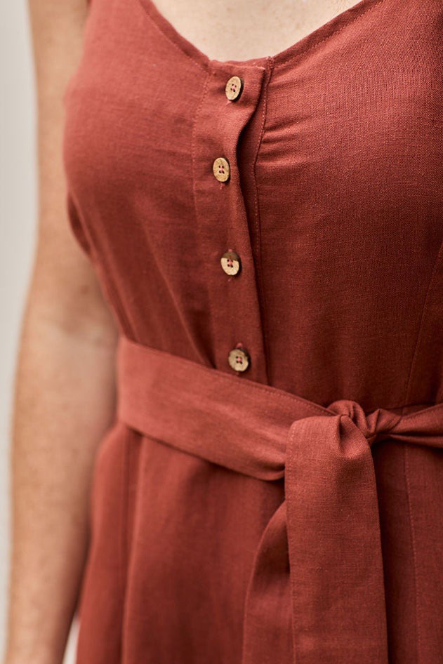 Fancy Linen Jumpsuit Roiboos Red