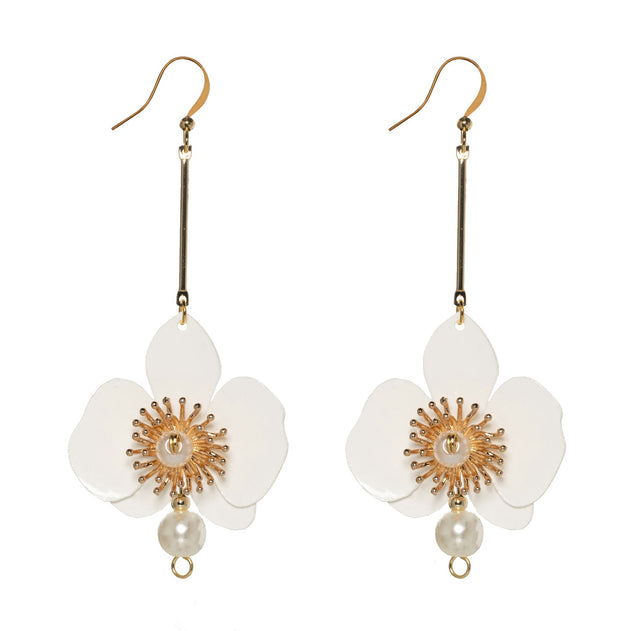 Butterfly Orchid Pearl Earrings Scarlet