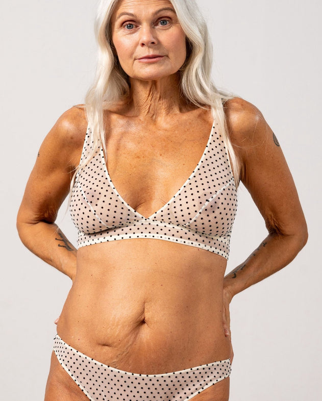 Mesh Plunge Bralette Polka Dots