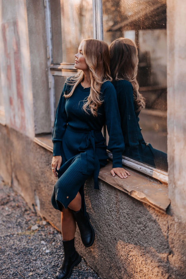 Leona Merino Dress Teal Blue