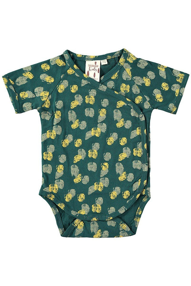 Baby's Organic Cotton Kimono Body Footprints Blue/Green