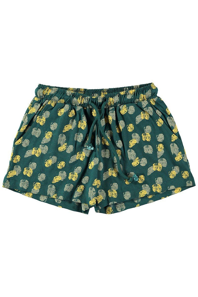 Kids' Organic Cotton Shorts Footprints Blue/Green