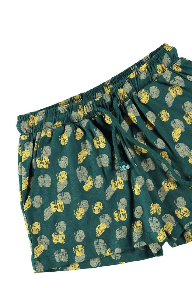 Kids' Organic Cotton Shorts Footprints Blue/Green