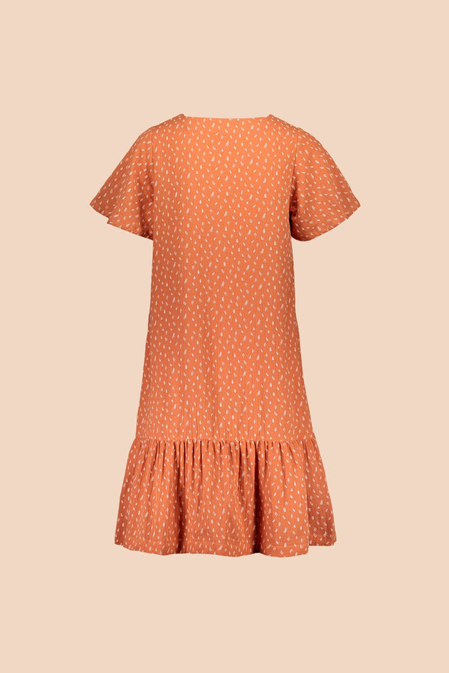Frill Button Dress Vintage Leaf