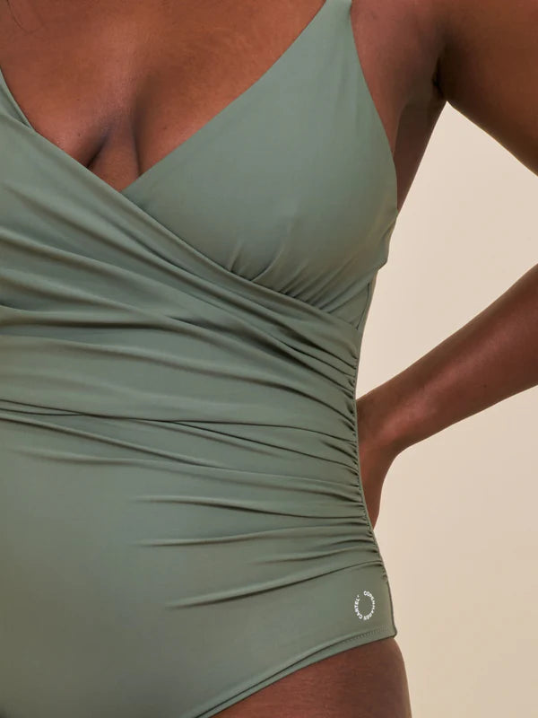 Medewi Draped Swimsuit Army
