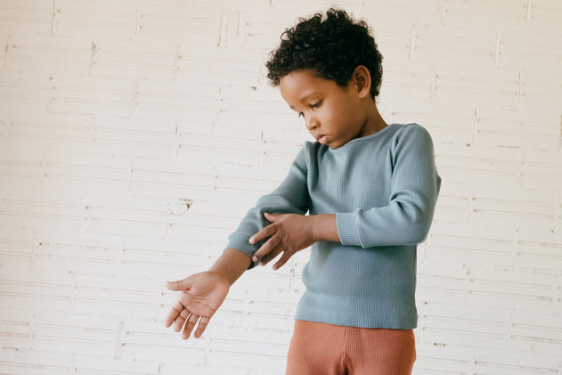 Kid's Grace Ribbed T-Shirt Blue