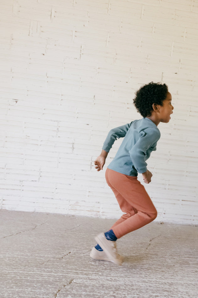 Kid's Grace Ribbed T-Shirt Blue