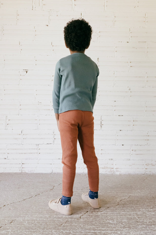 Kid's Grace Ribbed T-Shirt Blue