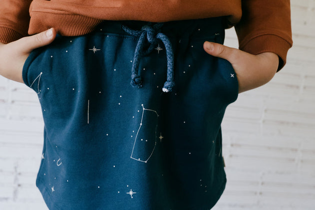 Kids' Gaya Short Flared Skirt Blue Constellations