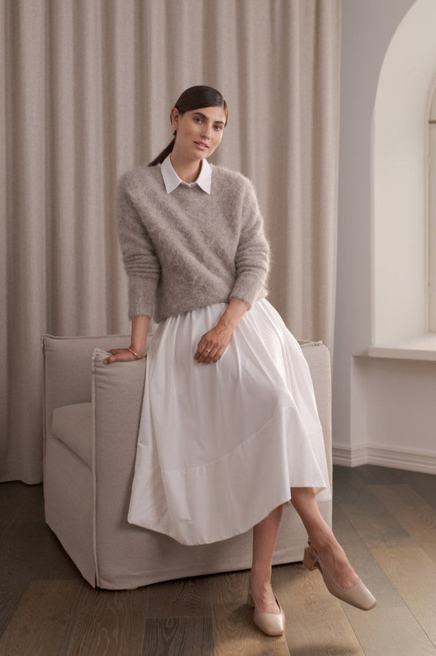 Ariella Alpaca Blend Long Sleeve Sweater Greige