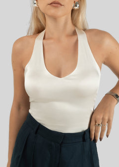 Pearl Halter Top Pearly White