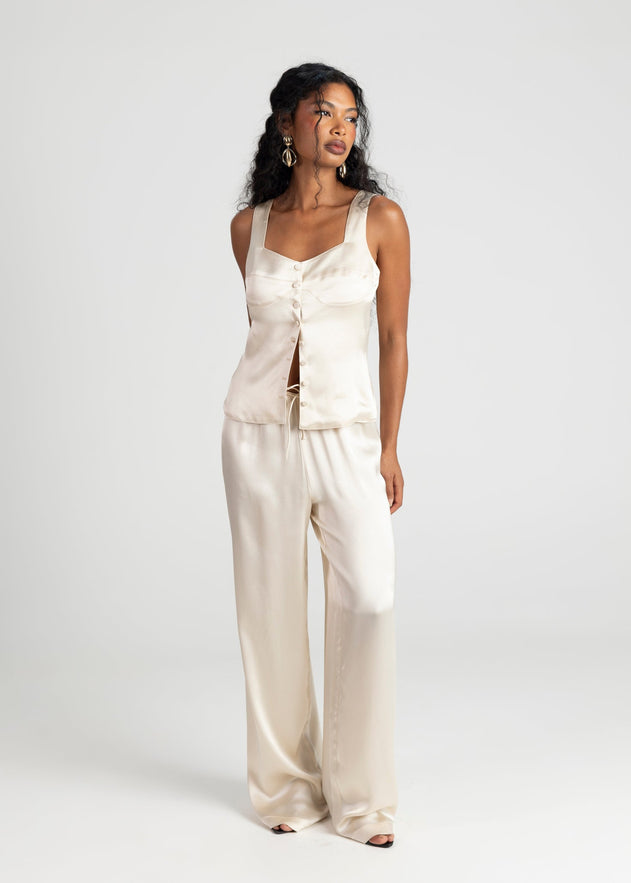 Giulia Satin Corset Top Champagne