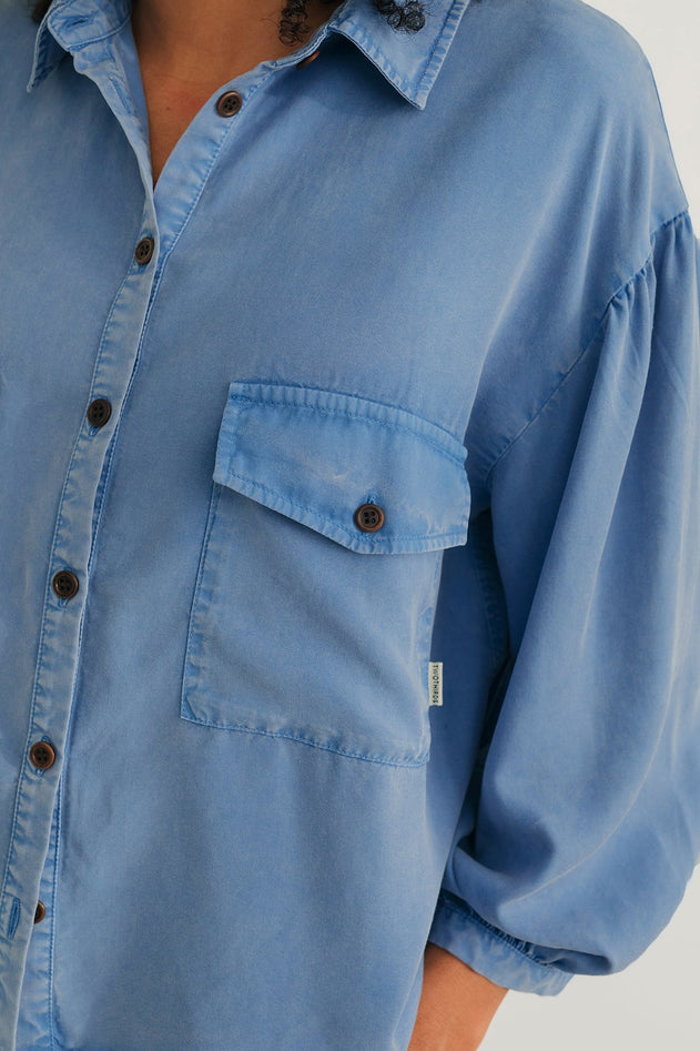 Hamushin Shirt Washed Blue
