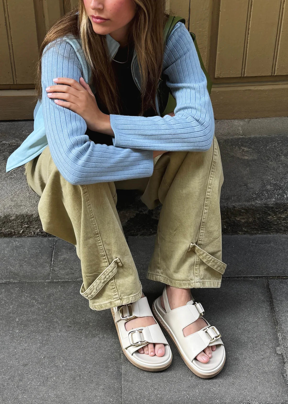 Harper Leather Sandals Cream