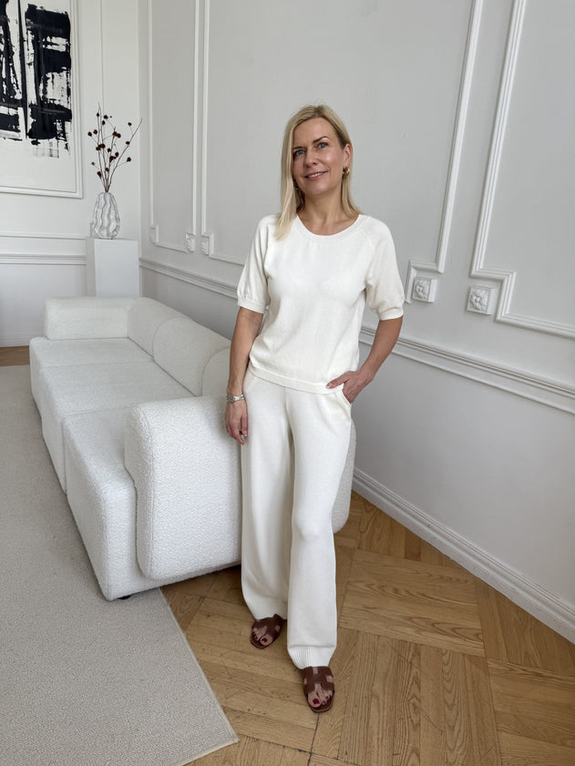 Amelié Knitted Short Sleeved Blouse Ecru