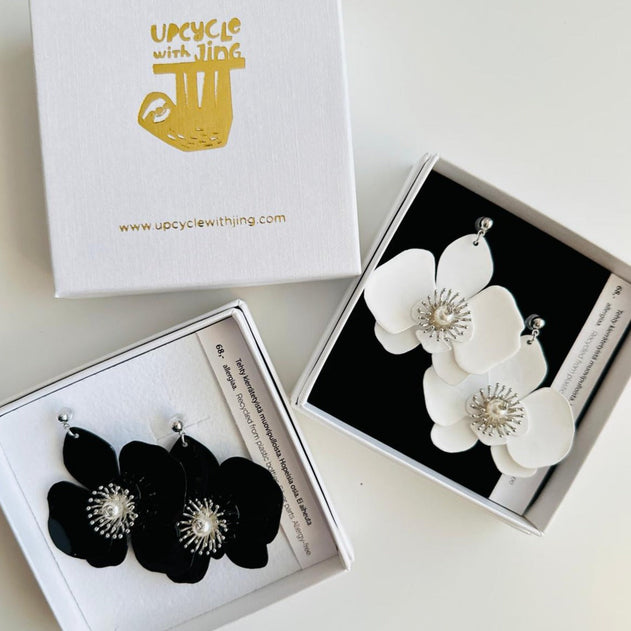 Butterfly Orchid Stud Earrings White
