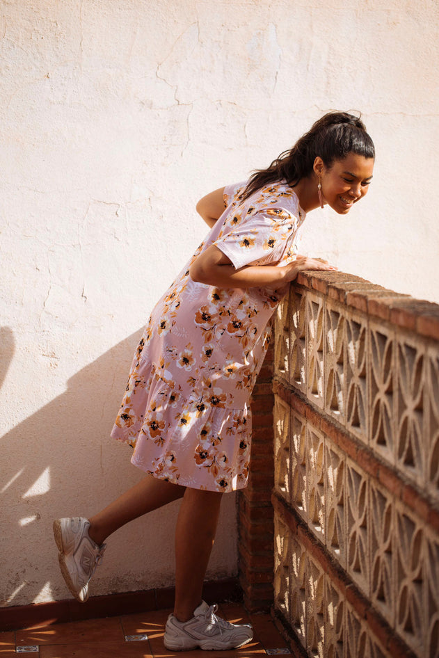 Ruffle T-Shirt Dress Pastel Bouquet