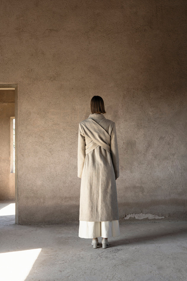 Criss Cross Raw Hemp Peasant Coat