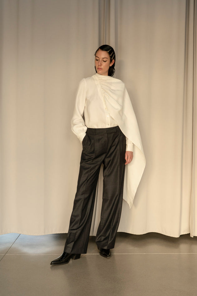 Dnipro White Long Tie Blouse