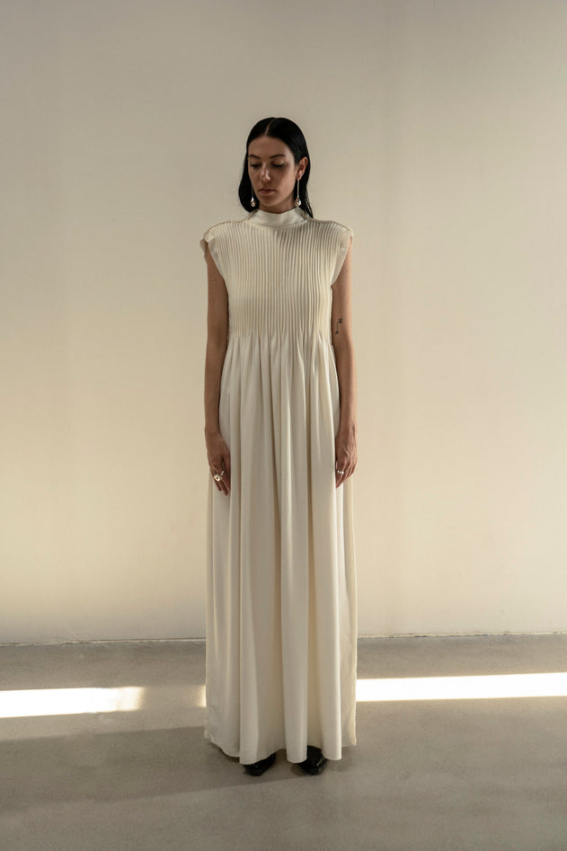 Kramatorsk Cream Cold Wool Dress