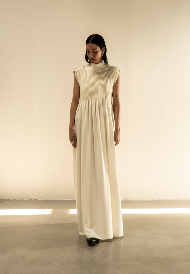 Kramatorsk Cream Cold Wool Dress