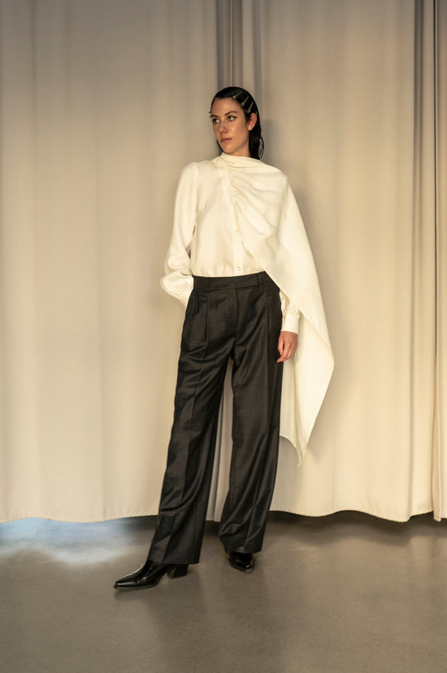 Dnipro White Long Tie Blouse