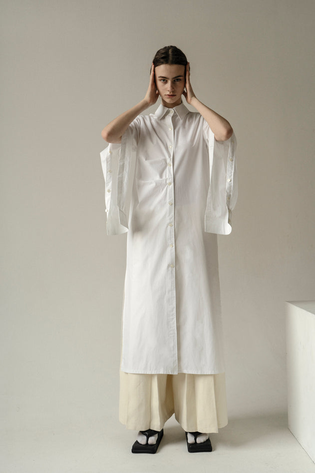 White Sleeves Button Tunic Shirt