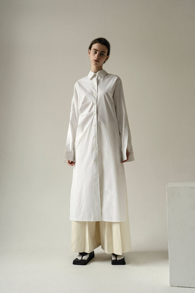 White Sleeves Button Tunic Shirt