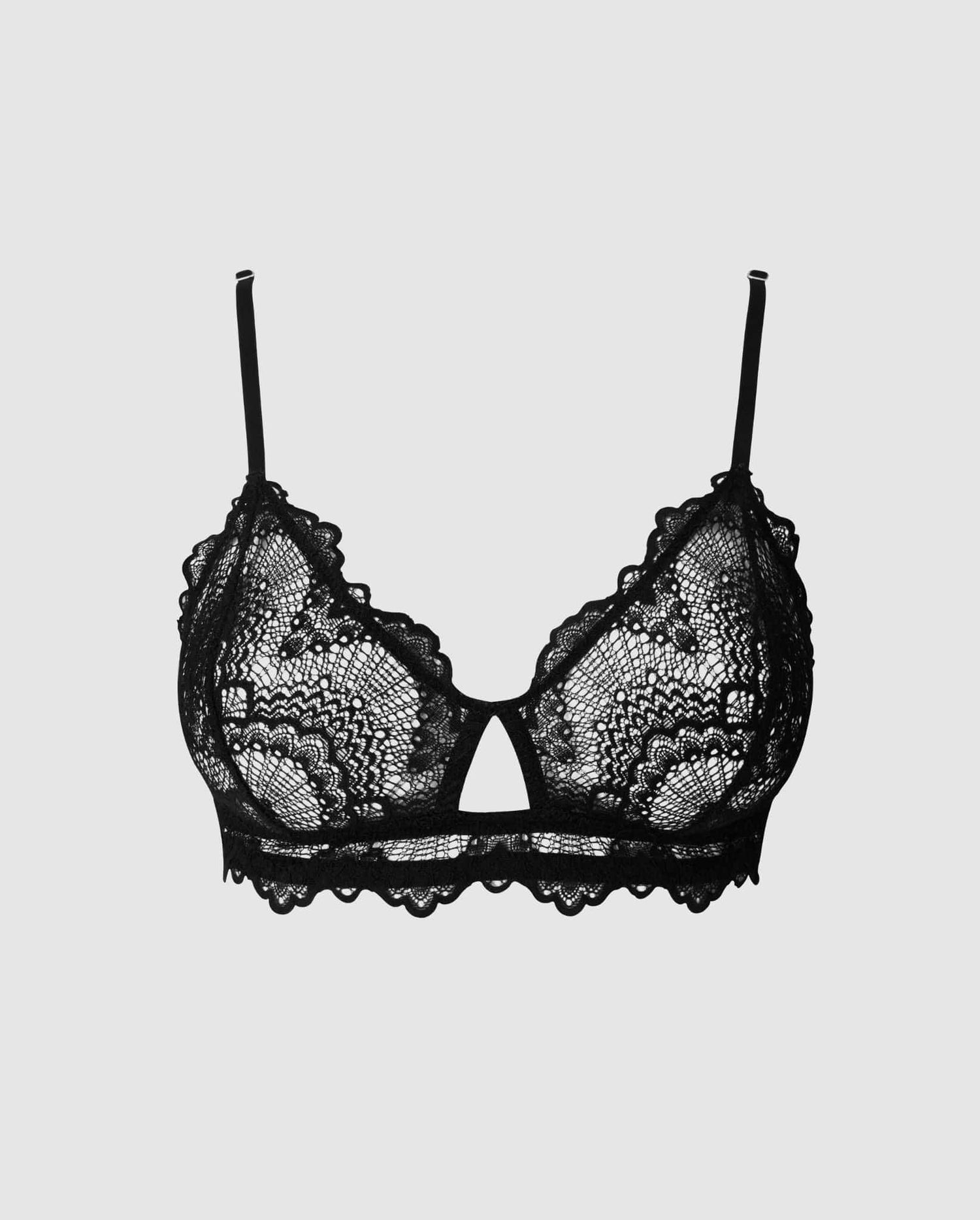 Lace Cut-Out Triangle Bralette Black