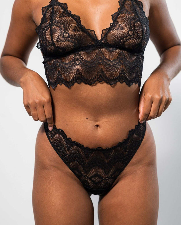 Lace Thong 3-Pack Black