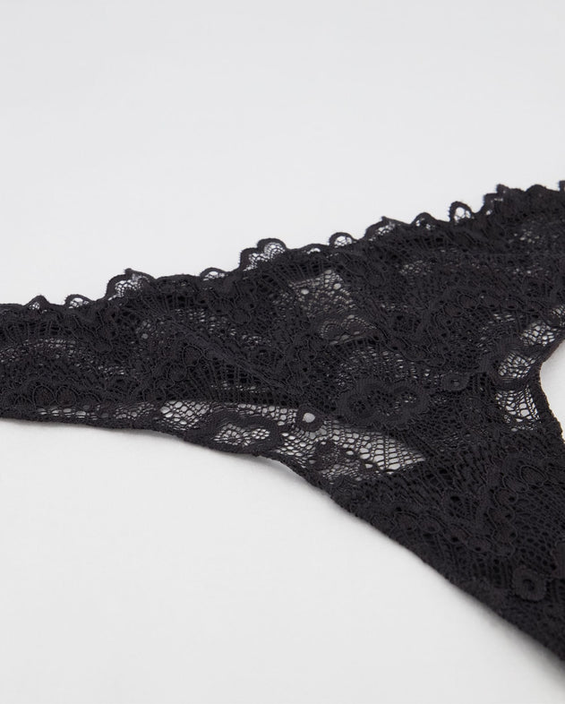 Lace Thong 3-Pack Black
