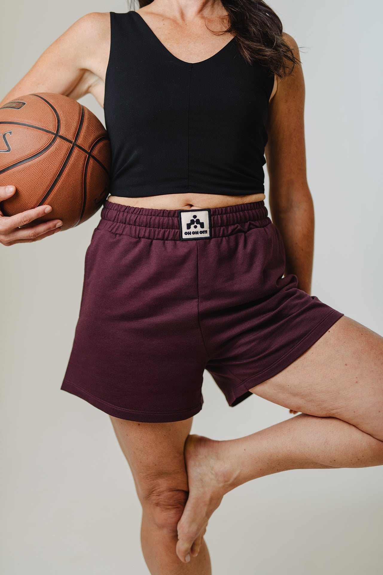Front Label Relaxed Fit Tech Shorts Violet Black
