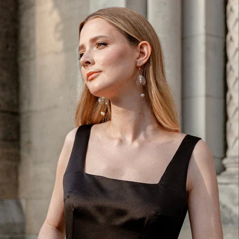 Lily Double-Drop Earrings Clear