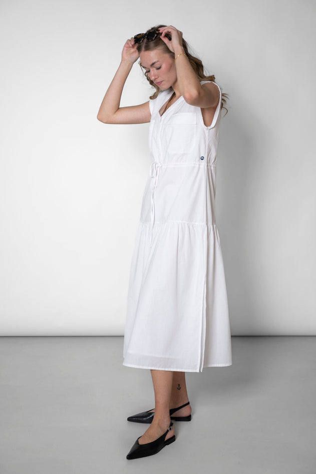 Sleeveless Tiered Dress White